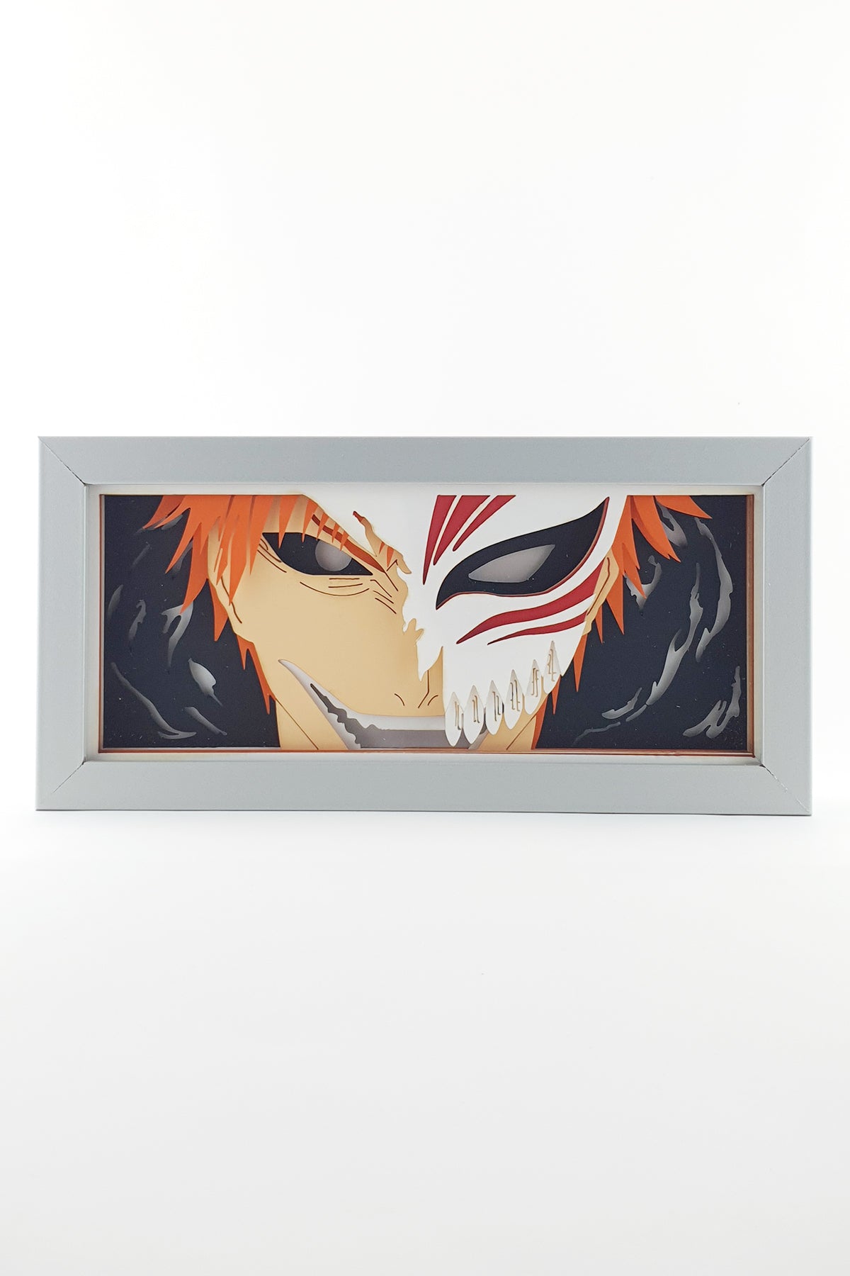 3D Hollow Ichigo Ahşap Katmanlı Anime Işık Kutusu – LED Dekor & Gece Lambası