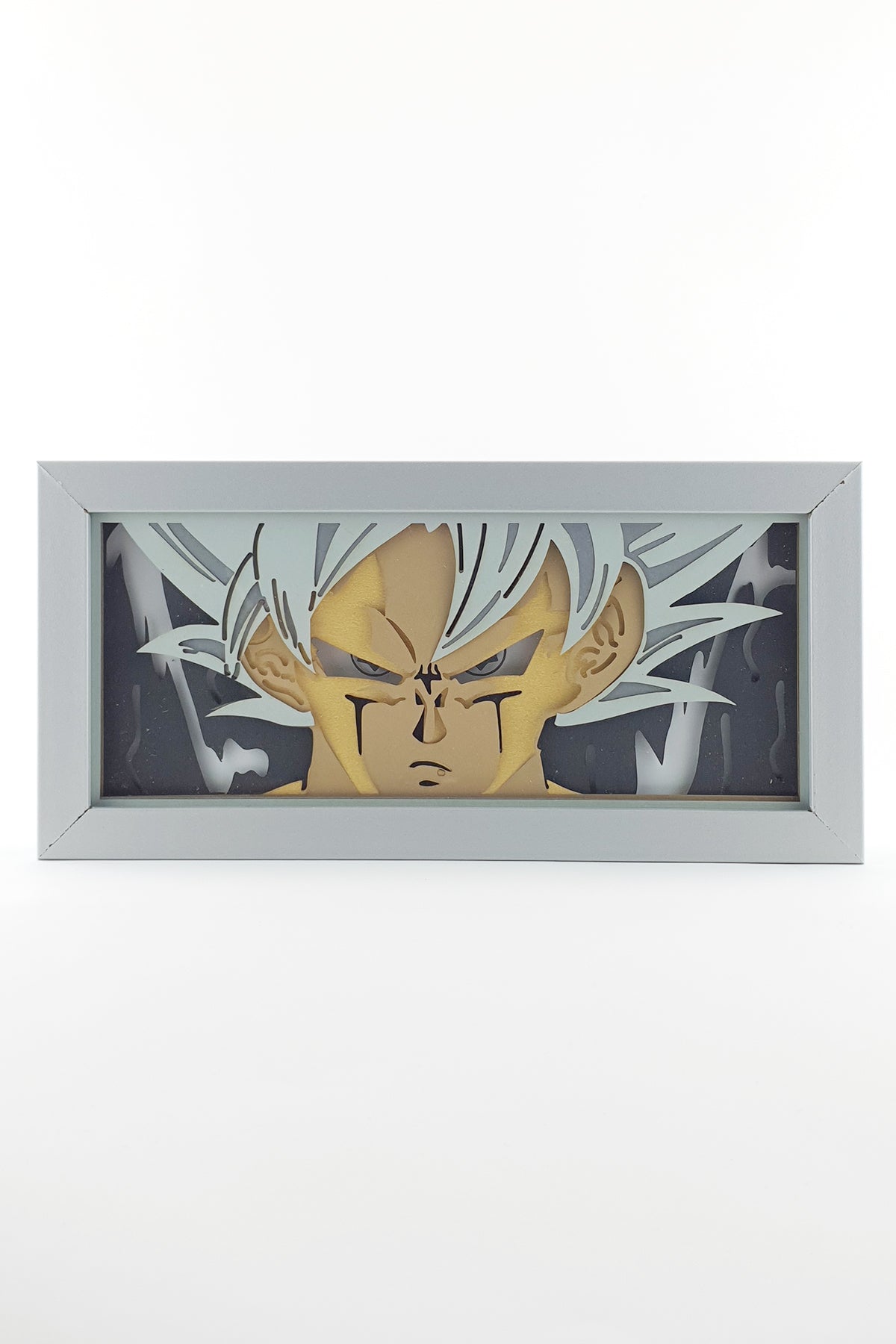 3D Goku Ahşap Katmanlı Anime Işık Kutusu – LED Dekor & Gece Lambası