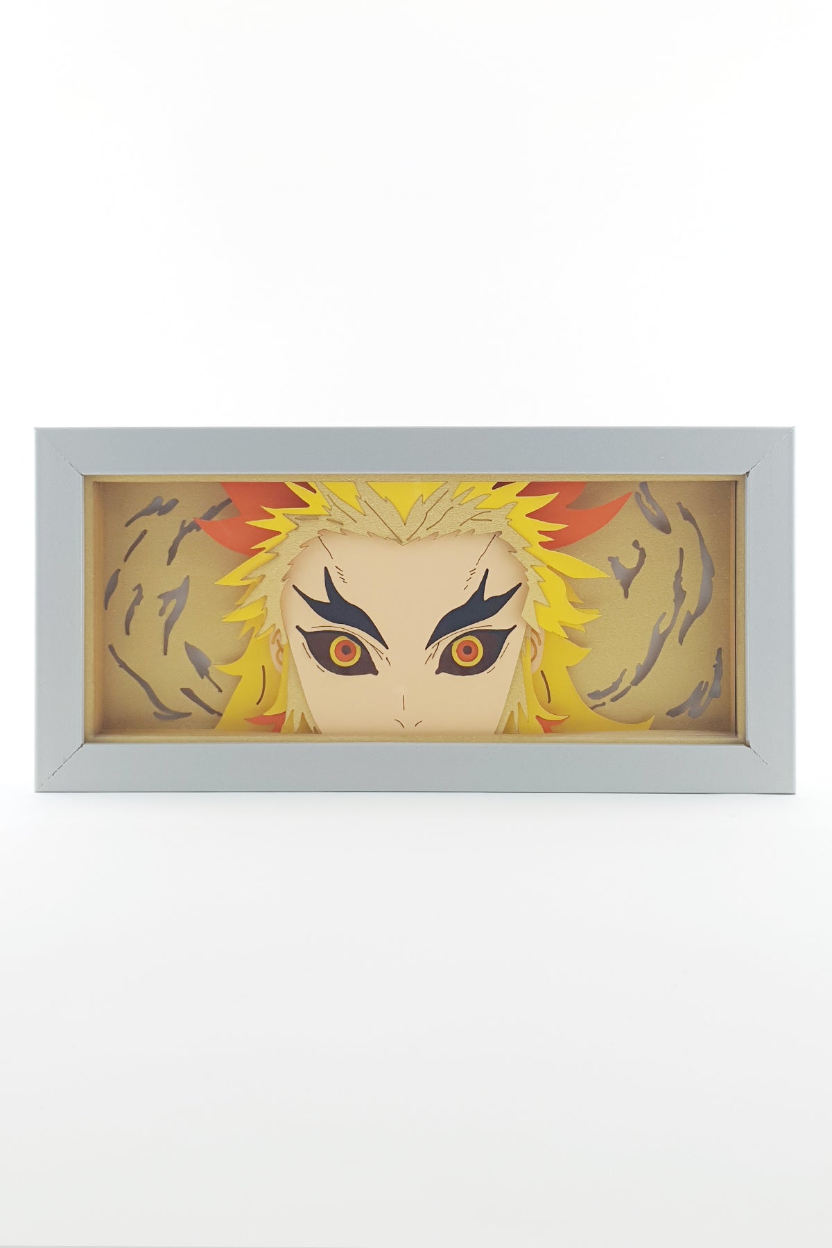 3D Rengoku Ahşap Katmanlı Anime Işık Kutusu – LED Dekor & Gece Lambası