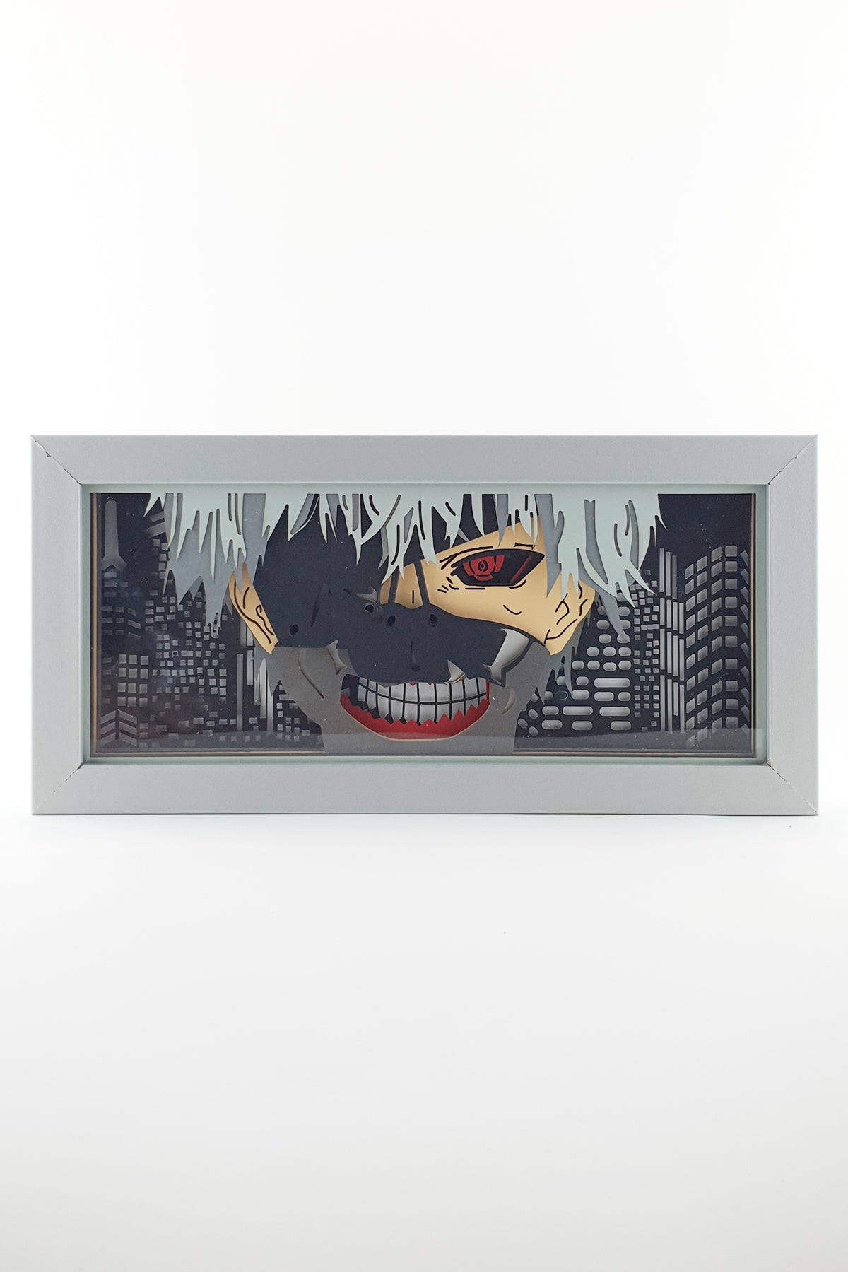 3D Dark Kaneki Ahşap Katmanlı Anime Işık Kutusu – LED Dekor & Gece Lambası