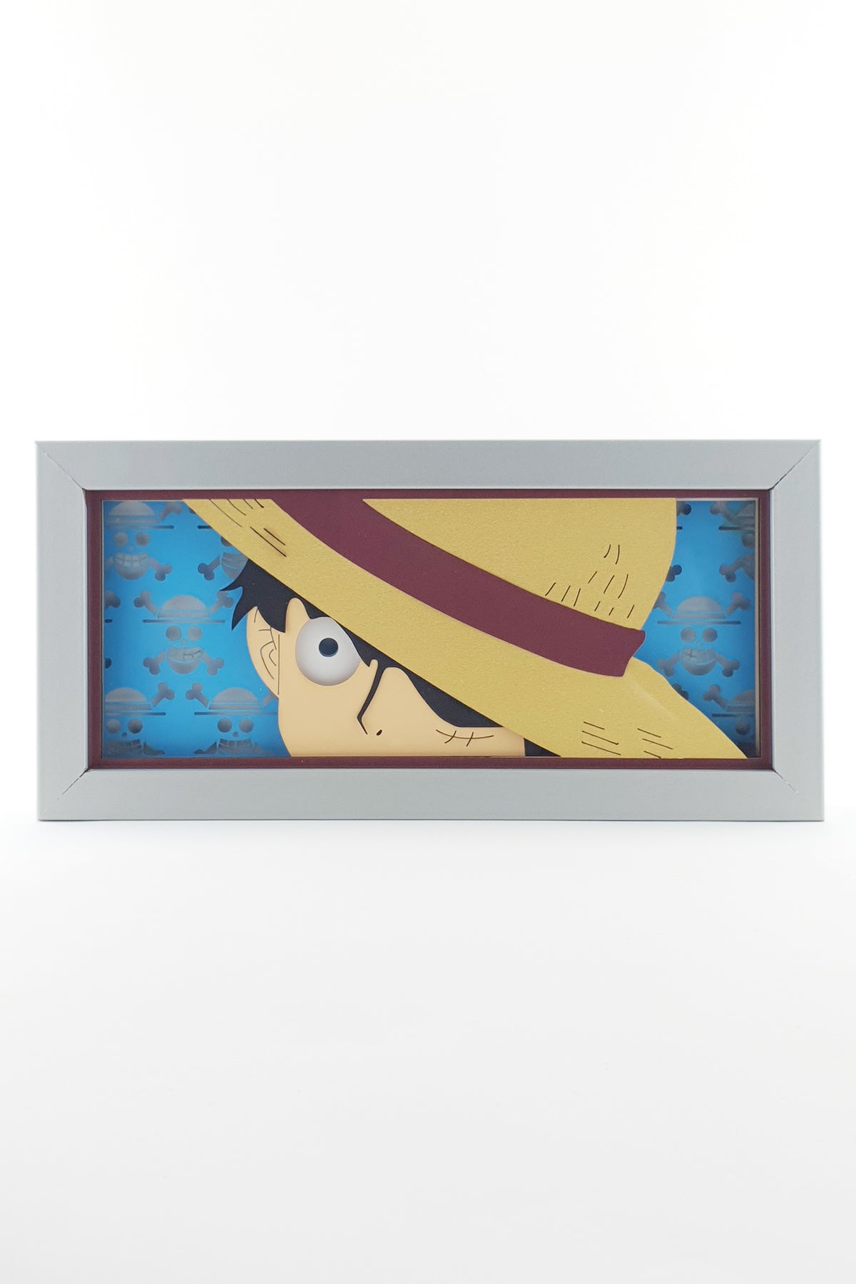 3D Luffy Ahşap Katmanlı Anime Işık Kutusu – LED Dekor & Gece Lambası