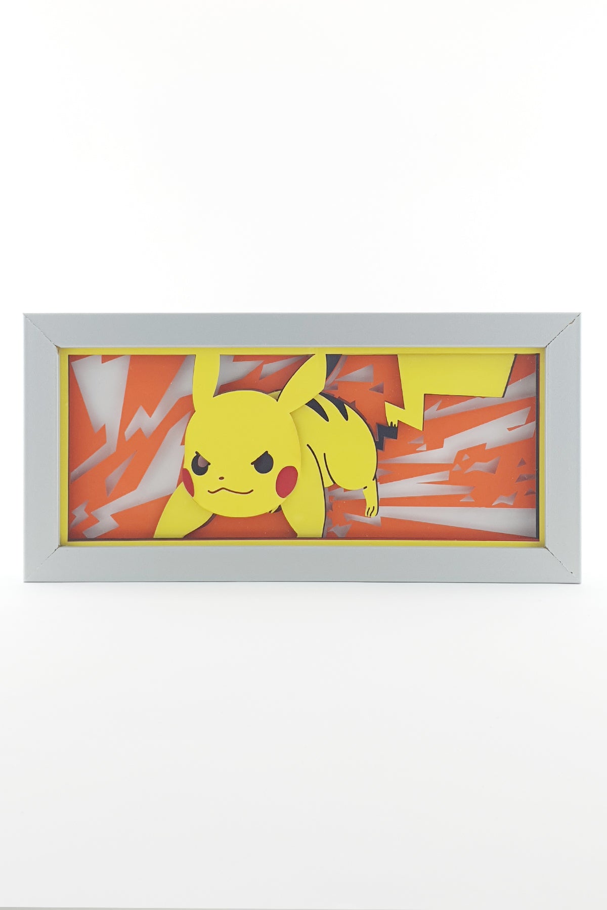3D Pikachu Ahşap Katmanlı Anime Işık Kutusu – LED Dekor & Gece Lambası