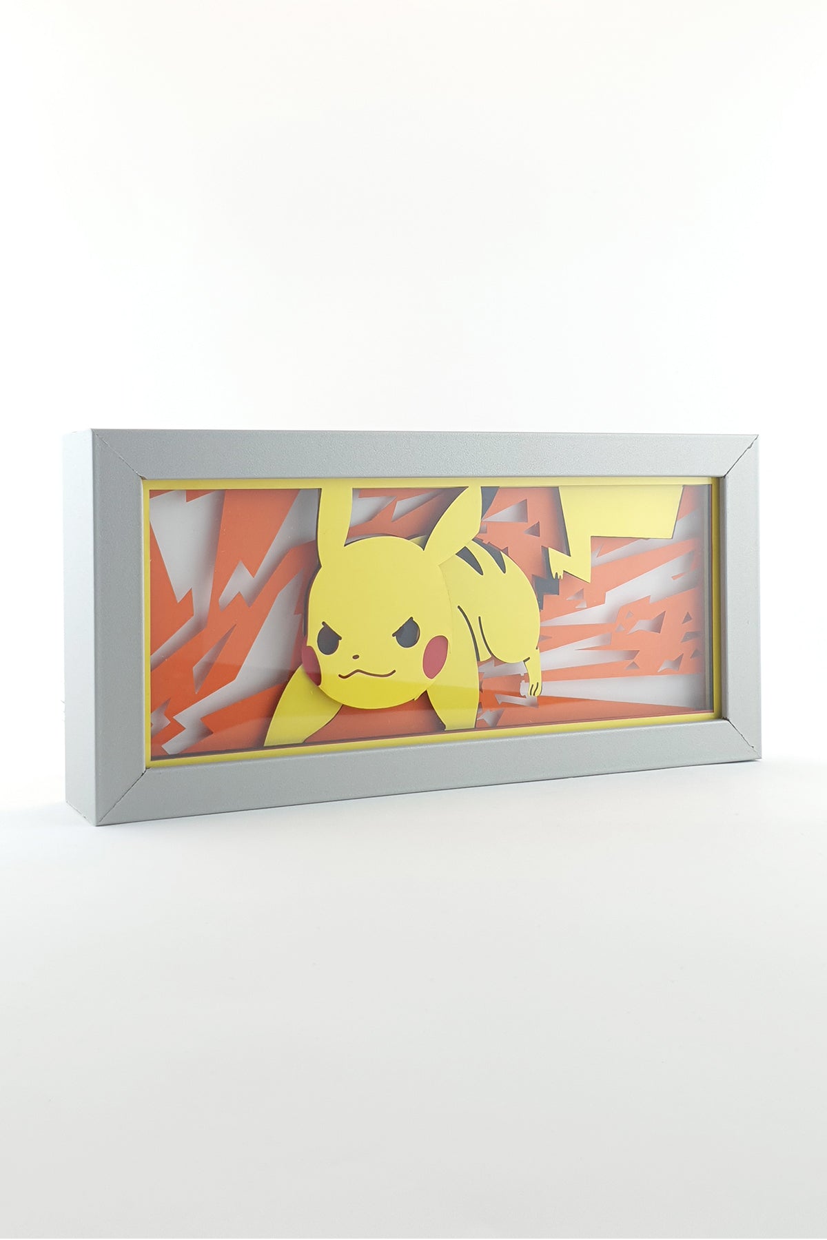 3D Pikachu Ahşap Katmanlı Anime Işık Kutusu – LED Dekor & Gece Lambası