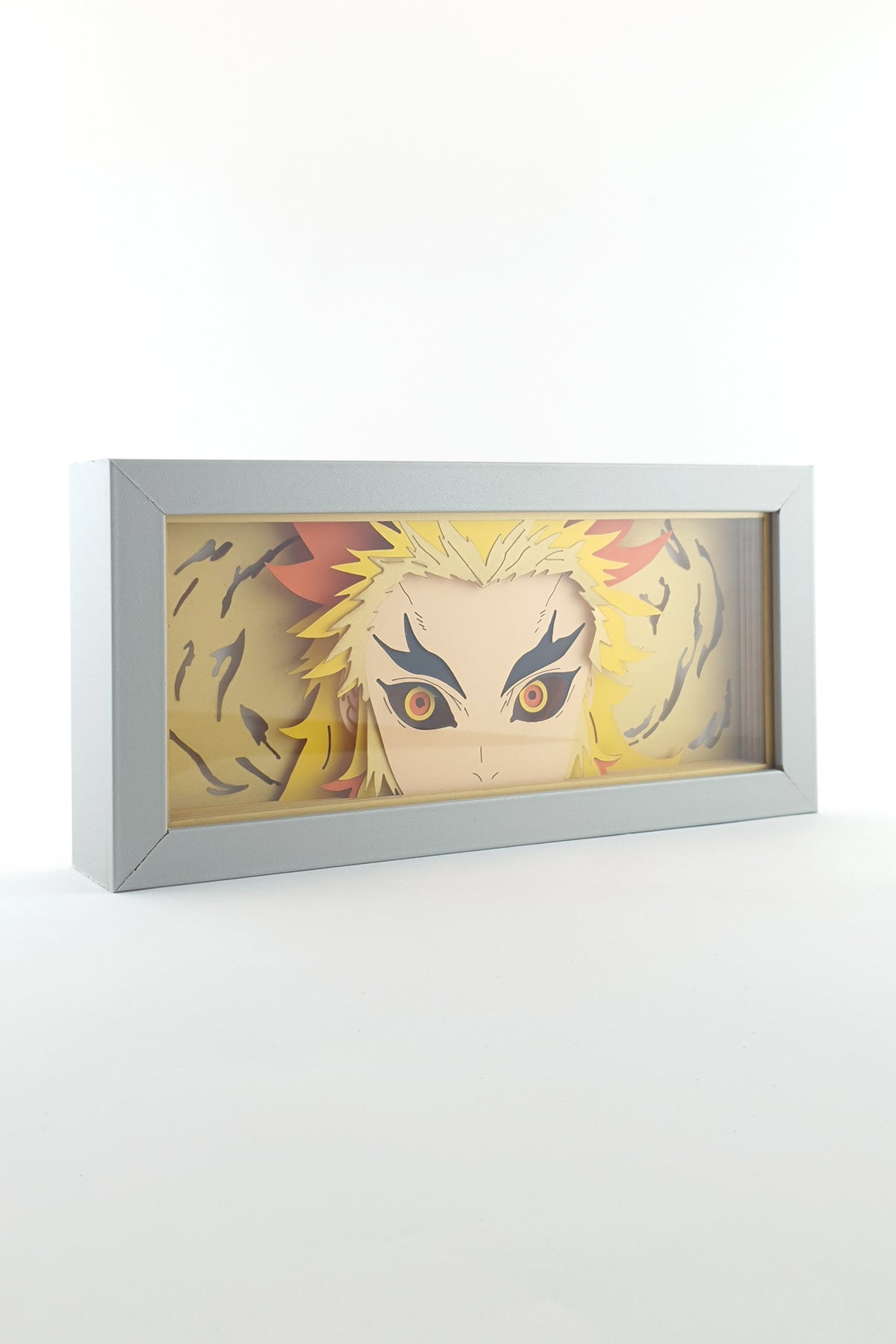 3D Rengoku Ahşap Katmanlı Anime Işık Kutusu – LED Dekor & Gece Lambası