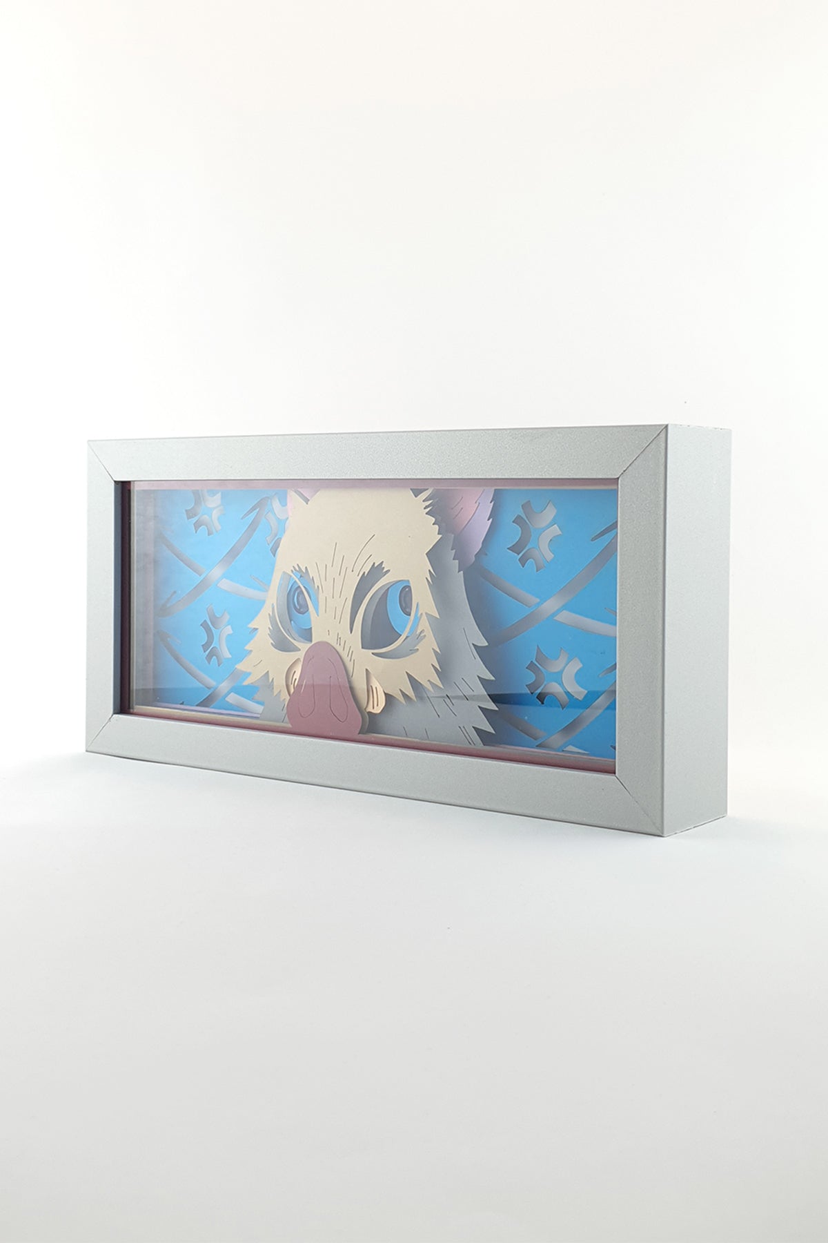 3D Inosuke Ahşap Katmanlı Anime Işık Kutusu – LED Dekor & Gece Lambası