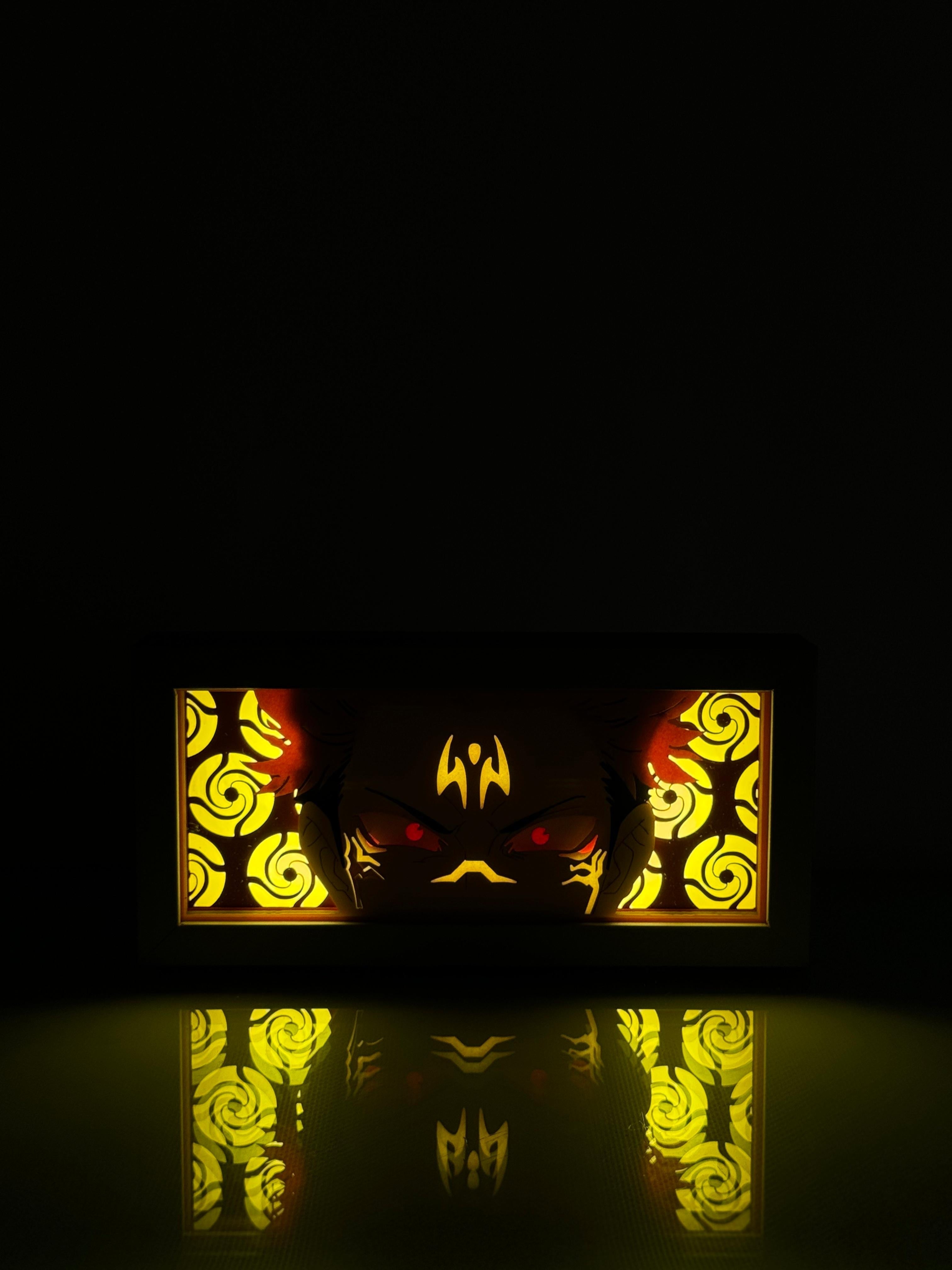 3D Sukuna Ahşap Katmanlı Anime Işık Kutusu – LED Dekor & Gece Lambası