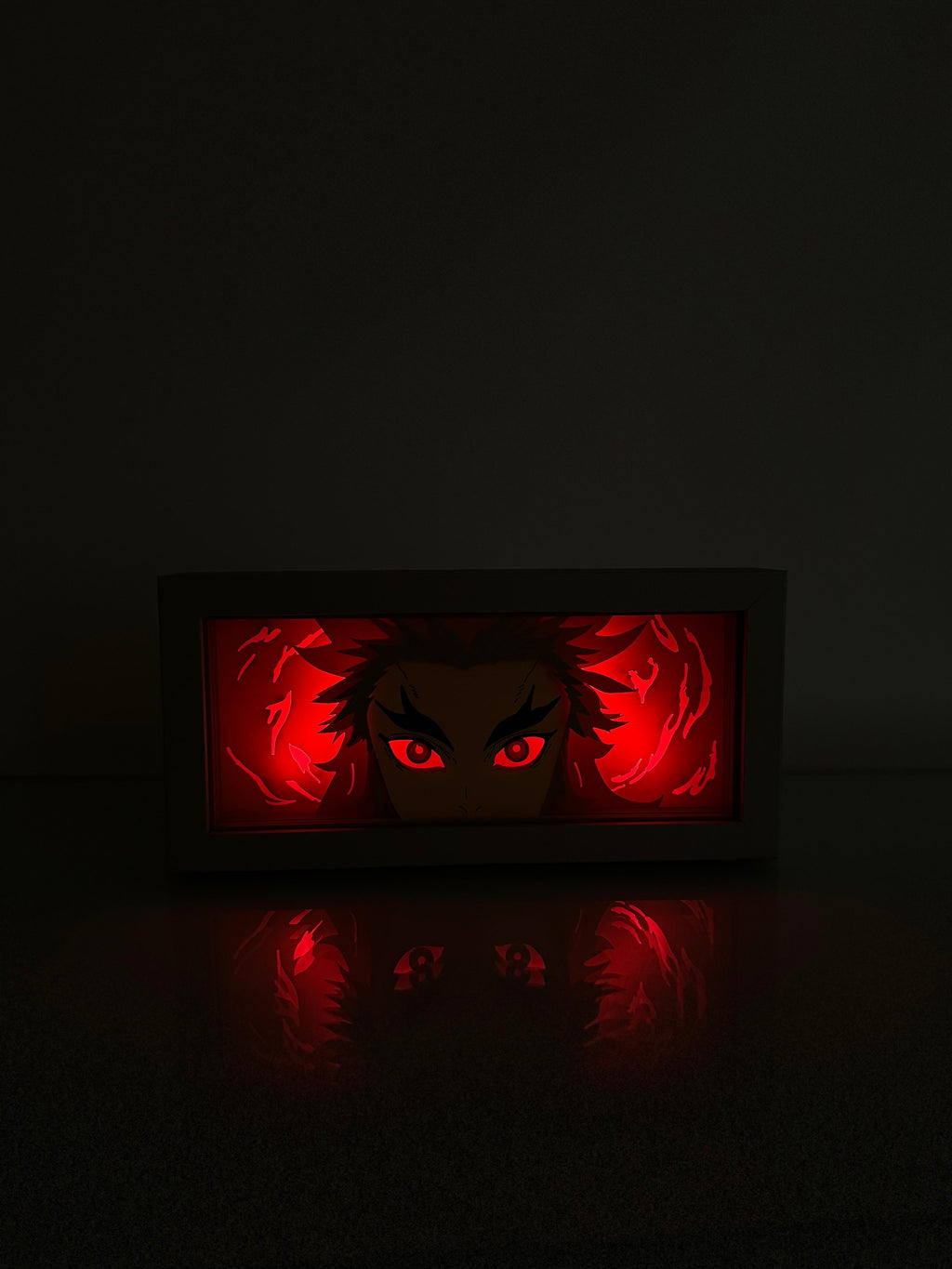 3D Rengoku Ahşap Katmanlı Anime Işık Kutusu – LED Dekor & Gece Lambası